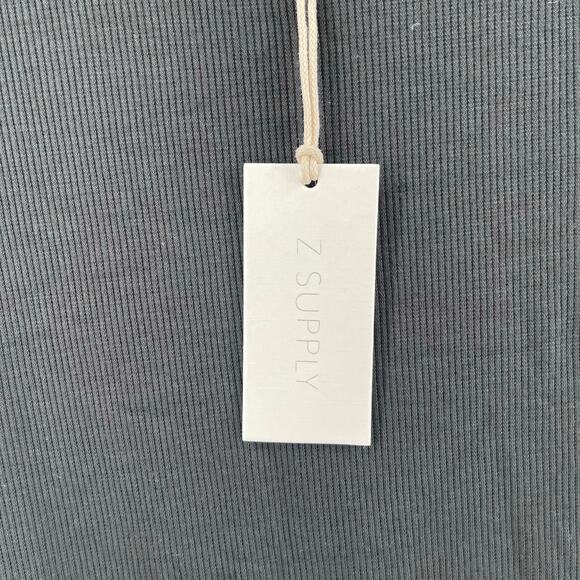 Z SUPPLY Dress Medium Gray Ribbed Bodycon Selah Eco Knit Rib Mini Casual NWT - Picture 3 of 12